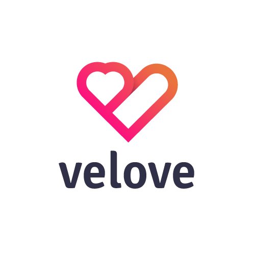 Minimalist creative v+love logo design concept