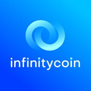 Modern abstract INFINITY logo design for crypto coin
