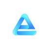 Modern triangle E letter logo design - blue e mark