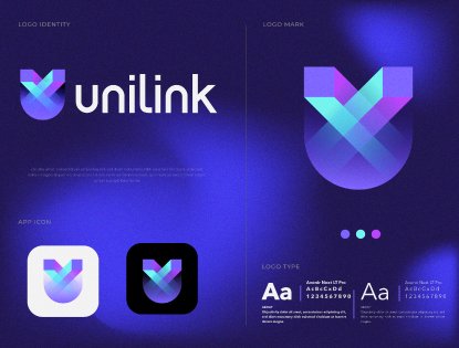 Modern abstract logo and brand identity for unilink